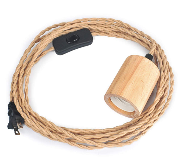Arturesthome Wood Pendant Light Cord Kit with Switch,16.4FT Vintage Industrial Hanging Light