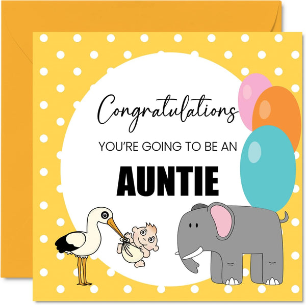 New Baby Card Unisex - Baby Announcement Aunt - Congratulations Baby Cards