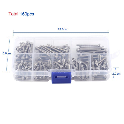 M3 Cap Head Screws, 100pcs M3*6/8/10/12/16/20/25/30 304 Stainless Steel Metric Thread Hex Socket Cap Head Screws