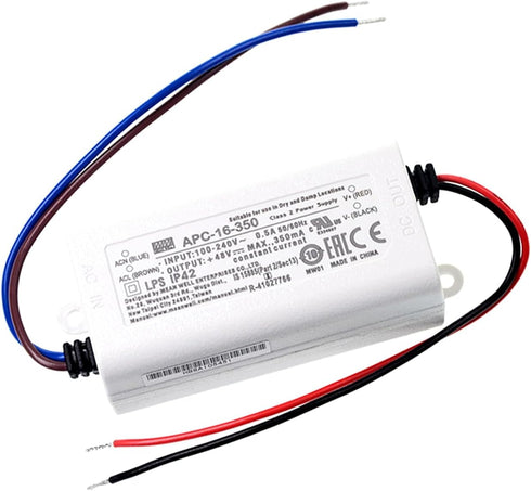 DineDeck APC-16-350 16.8W 12-48V 350mA Constant Current LED Power Supply - Universal AC Input - Compact Design