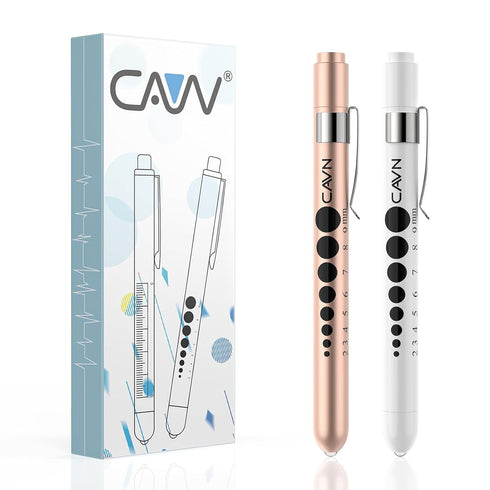 2 CAVN Pen Light with Pupil Gauge LED Penlight for Nurses Doctors, Pcs Reusable Medical Penlight for Nursing Students