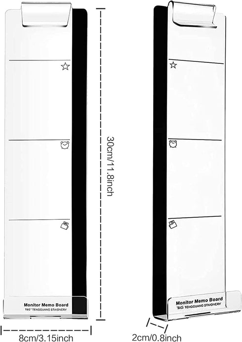 Office Desk Accessories 2pcs Multifunction Computer Monitor Memo Board, Transparent Side Panel with Phone Holder