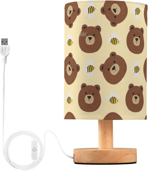 Amooorous Cartoon Cute Brown Bear and Bee Table Lamps for Living Room Baby