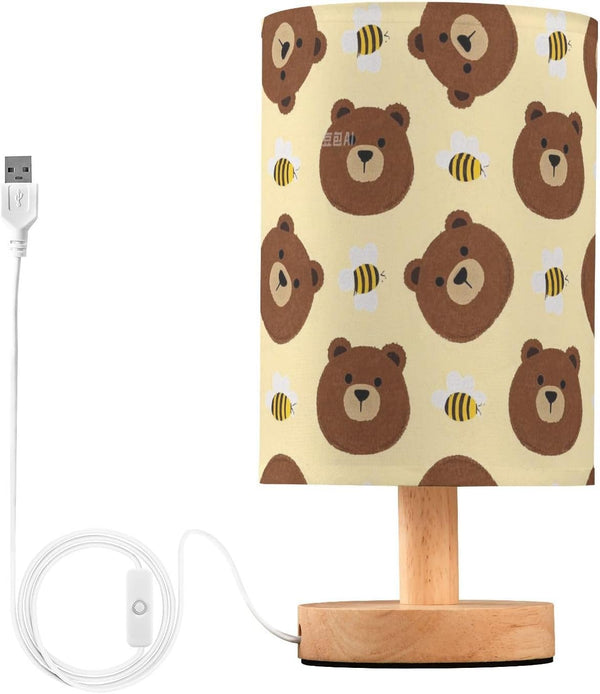 Amooorous Cartoon Cute Brown Bear and Bee Table Lamps for Living Room Baby