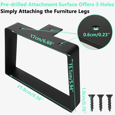 2 6 Inch WOPPLXY Pcs Metal Table Legs, Black Furniture Legs, Trapezoid Table Legs, Metal Bench Legs for DIY TV