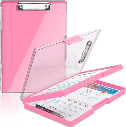 Clipboard with Storage, Heavy Duty Clip Boards 8.5x11 with 2 Storage Cases, Side Opening Clipboards for Office Supplies