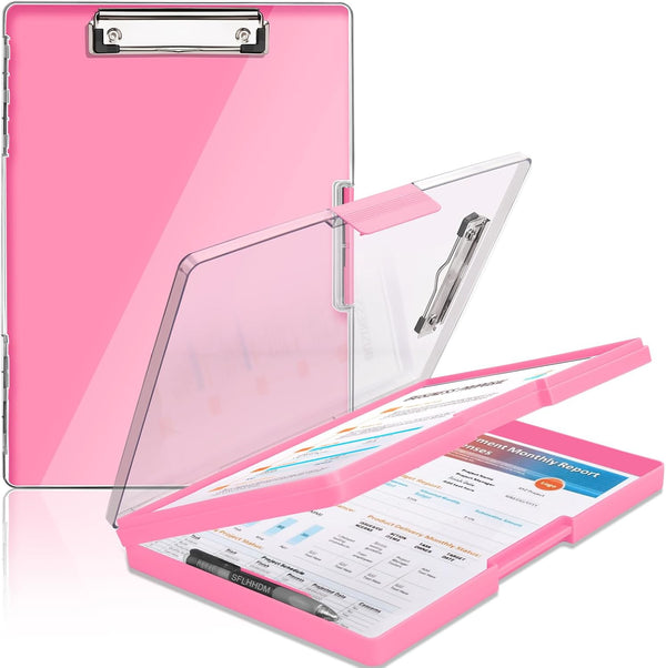 Clipboard with Storage, Heavy Duty Clip Boards 8.5x11 with 2 Storage Cases, Side Opening Clipboards for Office Supplies