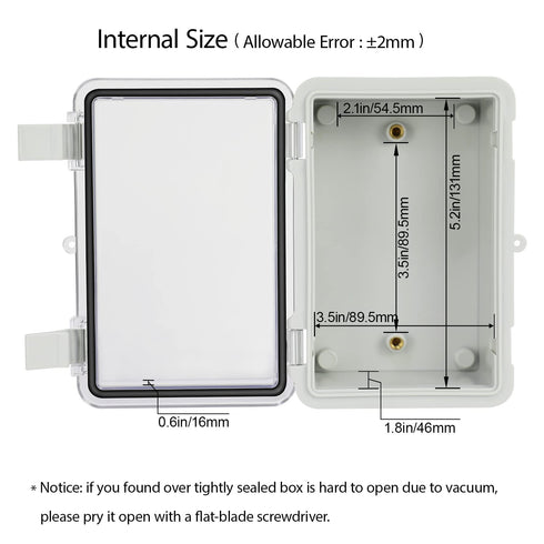 ABS Plastic Dustproof Waterproof IP65 Junction Box, Hinged Shell Electrical Project Enclosure with Clear Cover