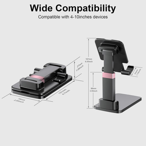 FSTSPH 4-10 Inches Organizers(1Pack) Adjustable Cell Phone Stand for Desk - Foldable Desktop Phone Holder Compatible