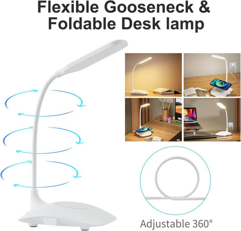 Dimmable LED Desk Lamp Wireless Charging Desk Lamp with Touch Control Office Desk Light Eye-Caring Office Lamp