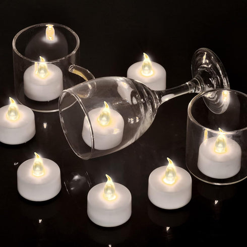 200 Pack 200+ Tea Light, Flameless LED Tea Lights Candles Flickering red Hours Battery-Powered Tealight Candle. Ideal