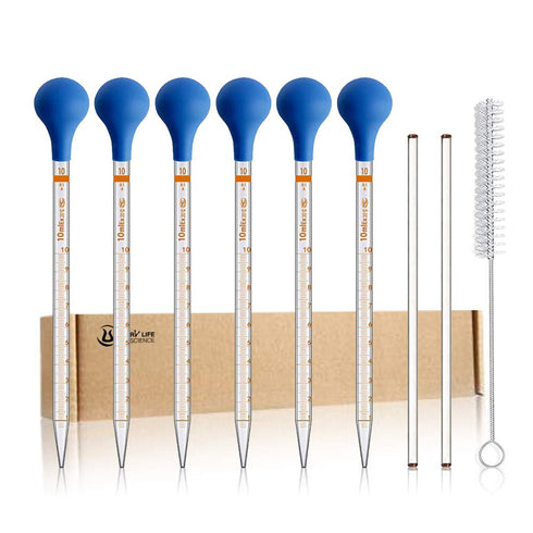 10ml Glass Droppers Pipettes, Graduated Dropper Lab Pipette Liquid Pipette, 6 Count