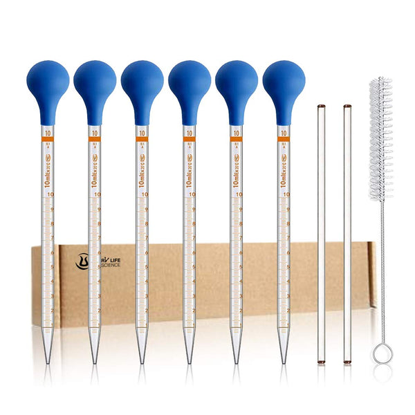 10ml Glass Droppers Pipettes, Graduated Dropper Lab Pipette Liquid Pipette, 6 Count