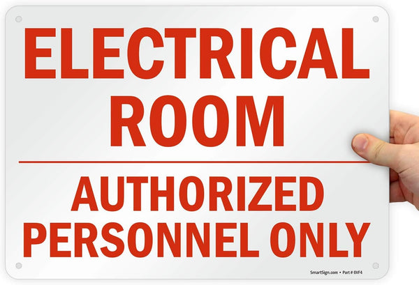 SmartSign U9-1312-NP "Electrical Room - Authorized Personnel Only" Sign, 10" x 14"