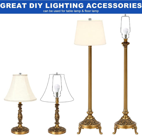7" 8" 9" 10" 1/8 E14, E26, E27 Lamp Shade Harp Holder Kits Adjustable fit for Standard IP, Lamp Harp Saddle with Lamps