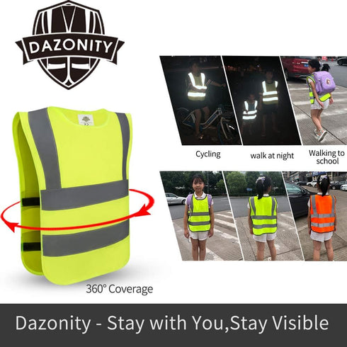 Kid's High Visibility Safety Vest Reflective Strips for Boys & Girls Walking or Back to School