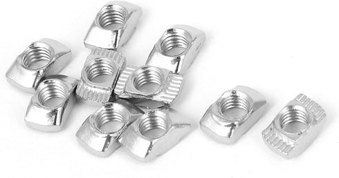 50-Pack 2020 Series M5 T-Nuts – Carbon Steel Nickel-Plated Half Round Roll in Sliding T Slot Nut for 6mm Slot