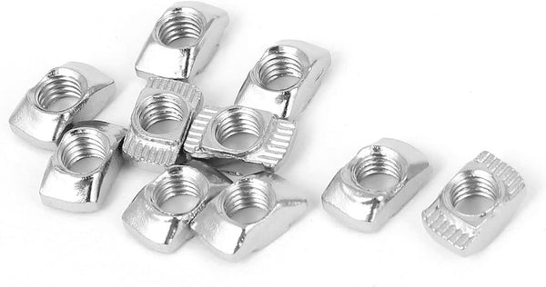 3030 Series 50-Pack M6 T-Nuts, Carbon Steel Nickel-Plated Half Round Roll in Sliding T Slot Nut