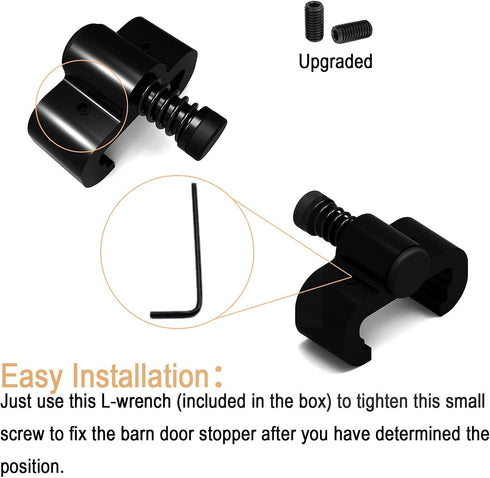 2PCS Adjustable Barn Door Stopper - Fit for 1.57inch/40mm Flat Track, Sliding Barn Door Hardware Accessories
