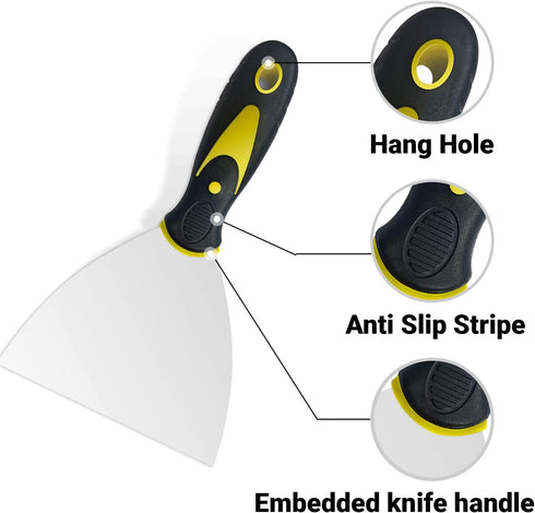 4 Pack Putty Knife Scraper Set, 2" 3" 4" 5" Stainless Steel Putty Knife, Wallpaper Paint Scraper Tool