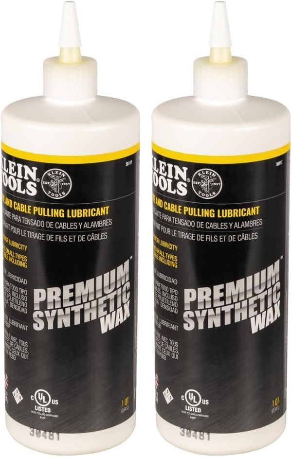 Klein Tools 56117 Premium Synthetic Wax Wire and Cable Pulling Lubricant, 1-Quart