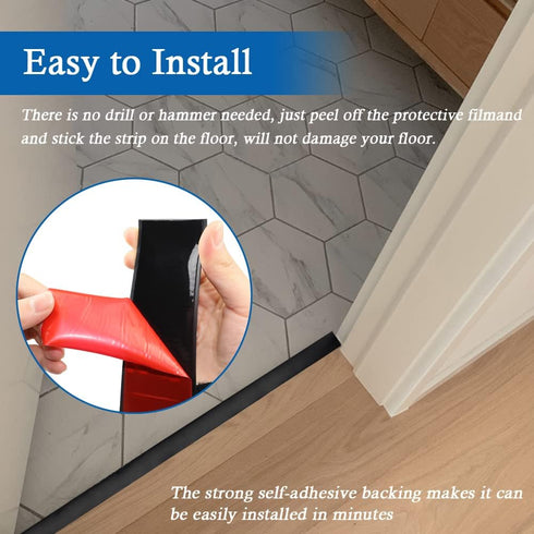 Self Adhesive Floor Transition Strip, 3" Wide Vinyl Floor Cover Strips for Laminate Flooring (7.5cm, 3.3Ft, Black)