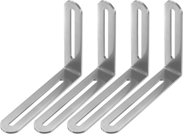 M METERXITY 4-Pack Adjustable L-Shape Corner Brace, 4.72 x 3.94 in Stainless