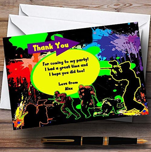 The Card Zoo Paintball Laser Tag Personalized Birthday Party Thank You Cards