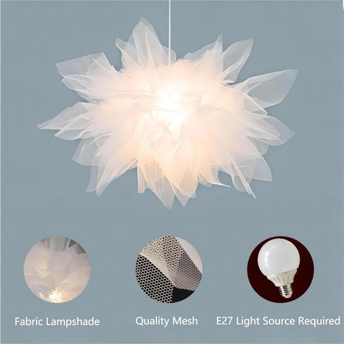 17.7 Inch Stacked Tulle Pendant Light, Modern Style Fabric Hanging Light, Pendant Lamp for DiningRoom, Living Room