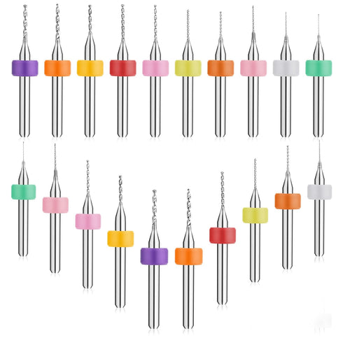 20 Pcs Micro Drill Bit Set, 0.3-1.2mm Tungsten Steel Bits for PCB Print Circuit Board and CNC Router