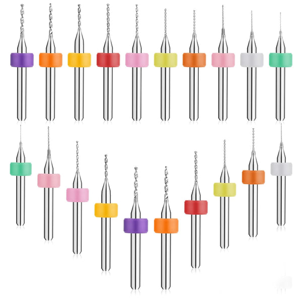 20 Pcs Micro Drill Bit Set, 0.3-1.2mm Tungsten Steel Bits for PCB Print Circuit Board and CNC Router