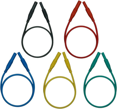 AST Labs 4 mm Banana Plug Test Lead Extension Cable (18 inch, Black, Red, Green, Yellow, Blue)