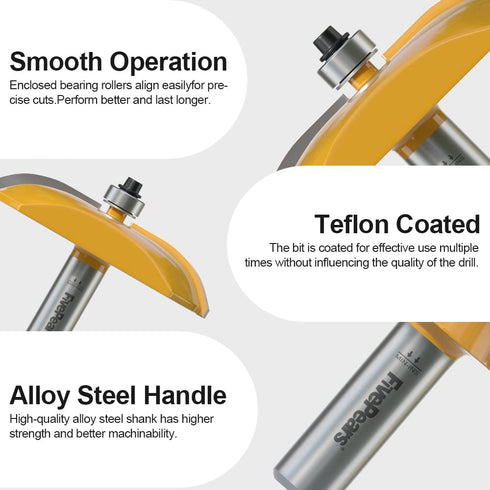 1/2 inch 3-1/8-Inch FivePears Cove Raised Panel Router Bit Shank for Making Cabinet Door, Diameter, Used in Combination