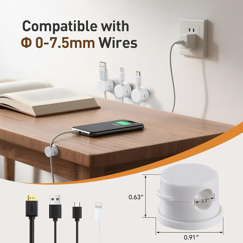AGPTEK 8 Pack 360 Magnetic Cable Clips, Upgraded Rotatable Cord Holder Clips for Nightstand, Desk Cord Organizer