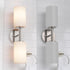 2-Light Tawson Talos Wall Sconce Light in Brushed Nickel with Satin Etched Glass Shade for Hallway, Entryway, Passway