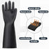 Thick Chemical Resistant Rubber Gloves - Waterproof Heavy Duty Cleaning Gloves, 18" Black Safety Work Gloves, XL