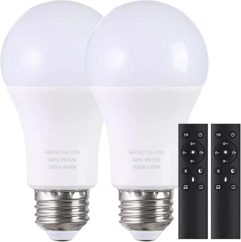 MXhme A19 LED Light Bulbs with Remote Control, 800LM 9W, 60W Equivalent LED