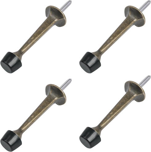 HOMOTEK 4 Pack Heavy Duty Solid Rigid Door Stop - Zinc Die Cast Door Stopper with Soft Rubber Tip, Protect Wall & Door,