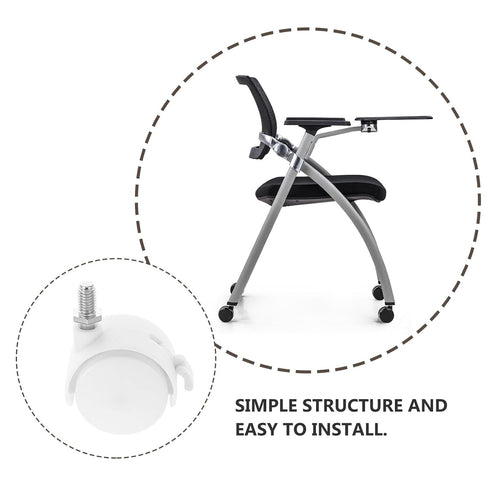 KHBUAB 4pcs 1.5-inch White Plastic Chair Casters with Brake, Swivel Locking Cart and Desk Chair Wheels Replacement