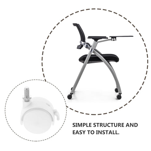 4pcs 1.5-inch Veemoon White Furniture Casters with Brake, Threaded Stem Swivel Cart Wheels Replacement for Office
