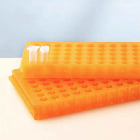 Microcentrifuge Tube Rack Double-Sided Plate for 0.5ml-2ml Centrifugal Pipes, 60 Holes (Orange)