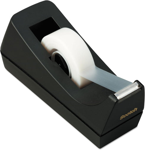 Scotch C38BK Desktop Tape Dispenser, 1-Inch Core, Weighted Non-Skid Base, Black