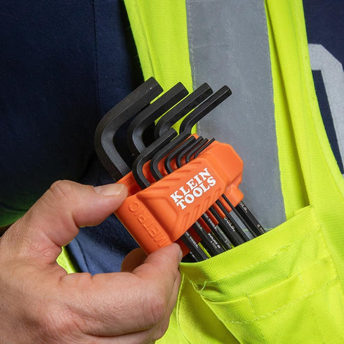 Klein Tools LS10M 10-Key Metric Hex Key Caddy Set, Long Reach Keys, Sizes 1.5 to 10mm, Heat-Treated Black Phosphate