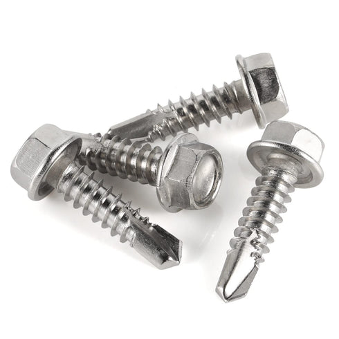 #14 x 1-1/2" Hex Washer Head Self Drilling Screws, 410 Stainless Steel, 50 PCS Self Tapping Sheet Metal
