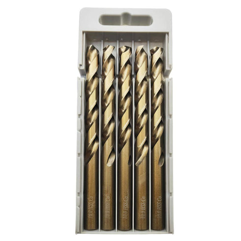 5Pcs M35 Cobalt Drill Bits 10mm HSS Twist Jobber with Straight Round Shank for Drilling Hard Metal, Stainless Steel,