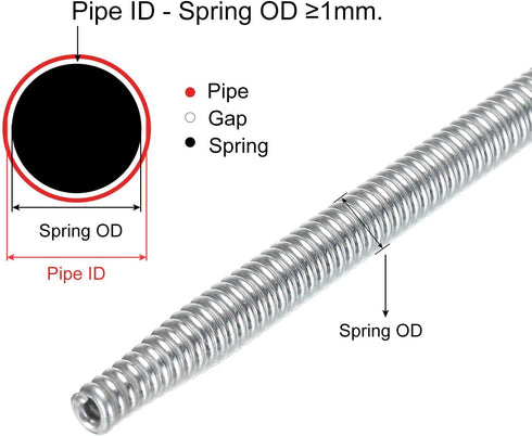 MECCANIXITY Spring Tube Bender, OD 9mm/0.35" Steel Spring Pipe for 1/2" Copper Pipe, 1100mm/43.31" Long for Home