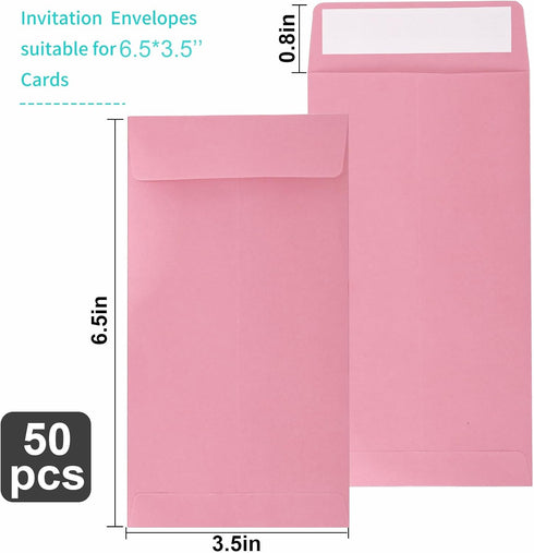 Pink 100 Pack Cash Envelopes - 3.5 x 6.5 inch Self Seal Envelopes for Savings, Money, Coin, Check, Small Items