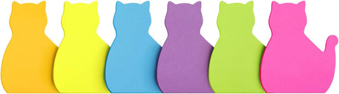 Cat Shape Sticky Notes 6 Color Bright Colorful Sticky Pad 75 Sheets/Pad Self-Sticky Note Pads (6 Pads) by SIMONA