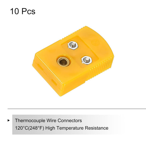 MECCANIXITY Mini K Type Thermocouple Wire Connectors, Female Plug Adapter for High Temperature 120°C, 10pcs