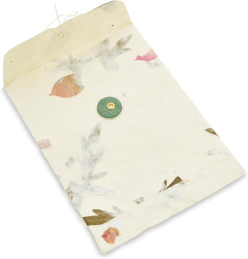 Handmade Lokta Paper Envelope with String-tie Button Closure Pocket Folder for Invitations, Mailers, 4.5 x 6.5 inches